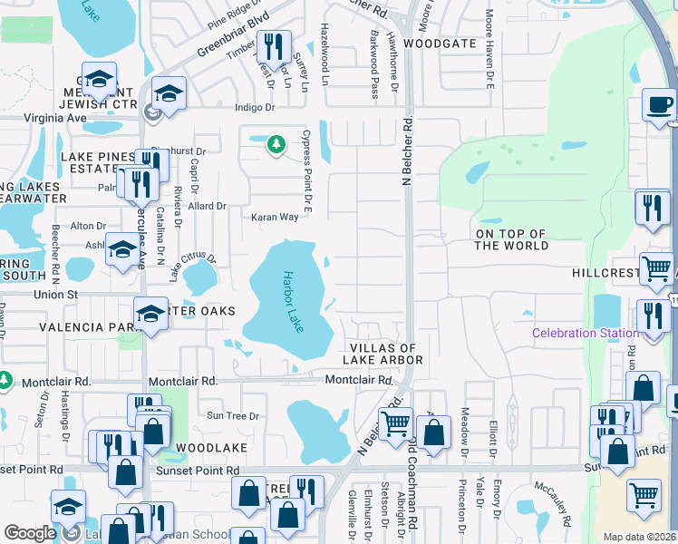 map of restaurants, bars, coffee shops, grocery stores, and more near 2223 Philippine Drive in Clearwater