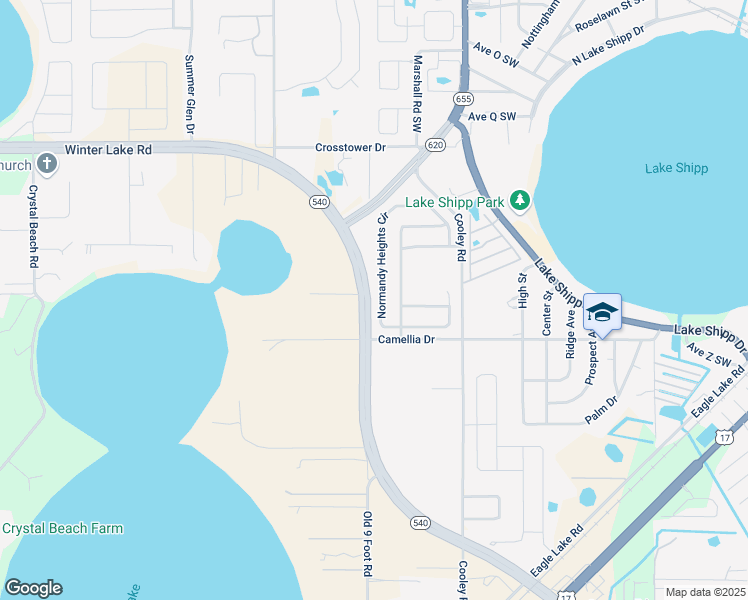 map of restaurants, bars, coffee shops, grocery stores, and more near in Winter Haven