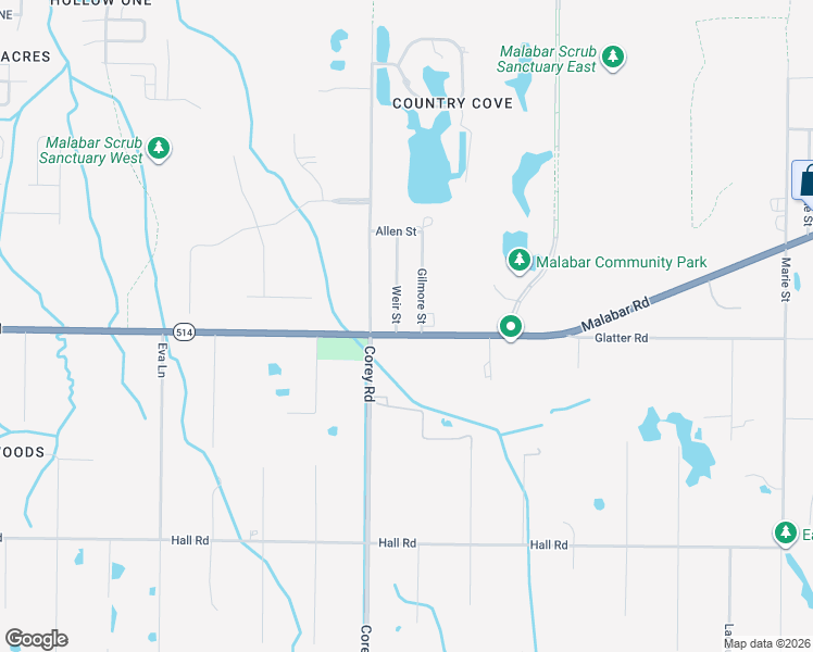 map of restaurants, bars, coffee shops, grocery stores, and more near 1620 Gilmore Street in Malabar