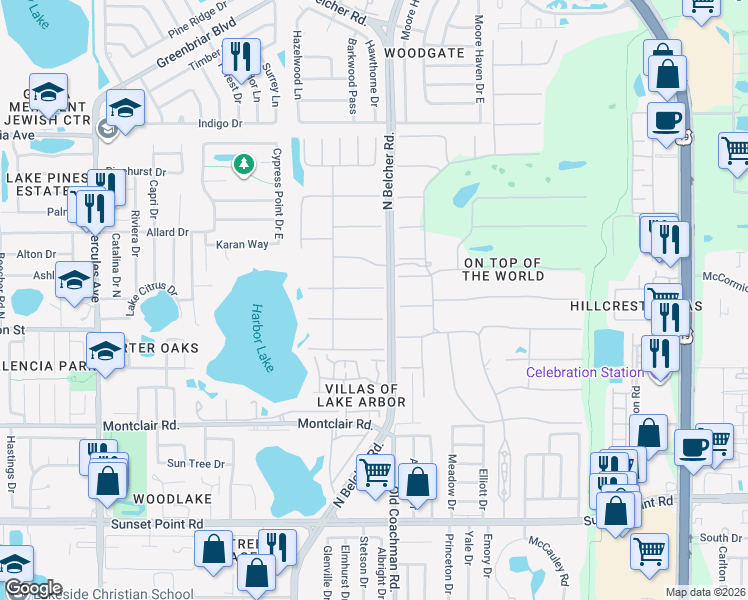 map of restaurants, bars, coffee shops, grocery stores, and more near 2291 World Parkway Boulevard West in Clearwater