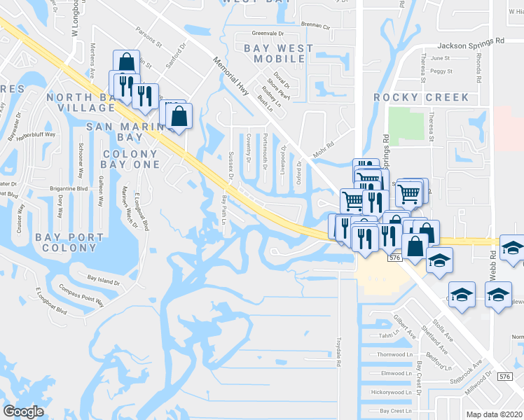 map of restaurants, bars, coffee shops, grocery stores, and more near 8105 Tudor Drive in Town 'n' Country
