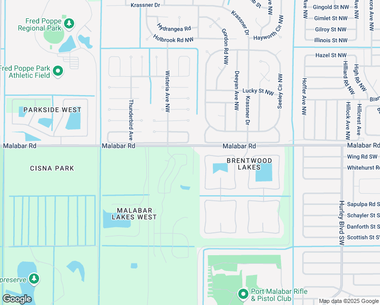 map of restaurants, bars, coffee shops, grocery stores, and more near 160 Malabar Road in Palm Bay