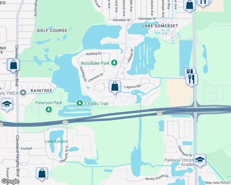 map of restaurants, bars, coffee shops, grocery stores, and more near 1420 Turtle Rock Drive in Lakeland