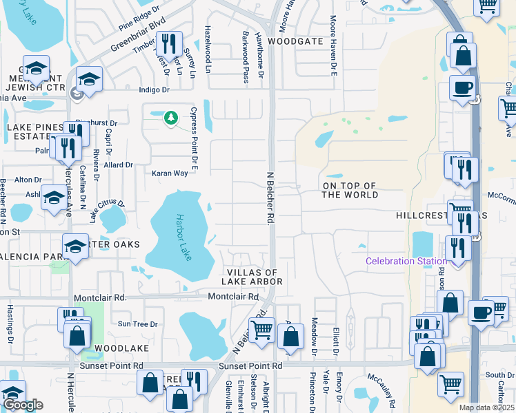 map of restaurants, bars, coffee shops, grocery stores, and more near 2291 World Parkway Boulevard West in Clearwater