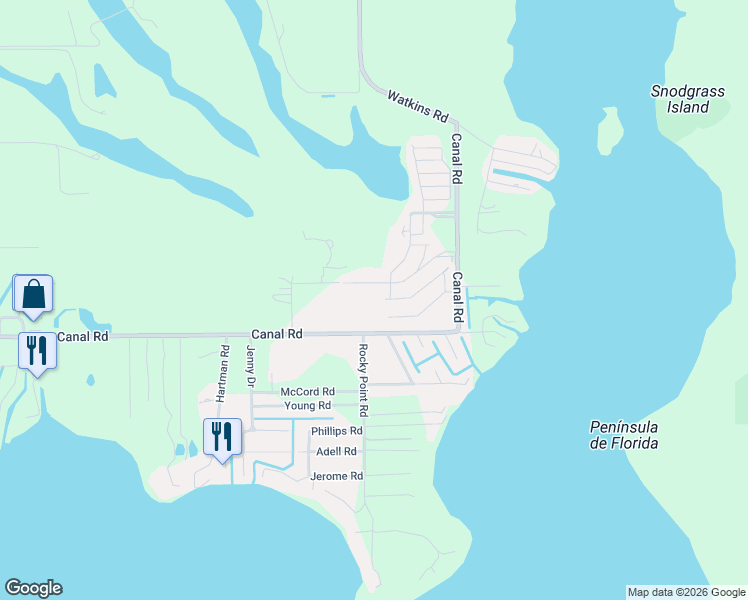 map of restaurants, bars, coffee shops, grocery stores, and more near 4176 Orchid Boulevard in Lake Wales