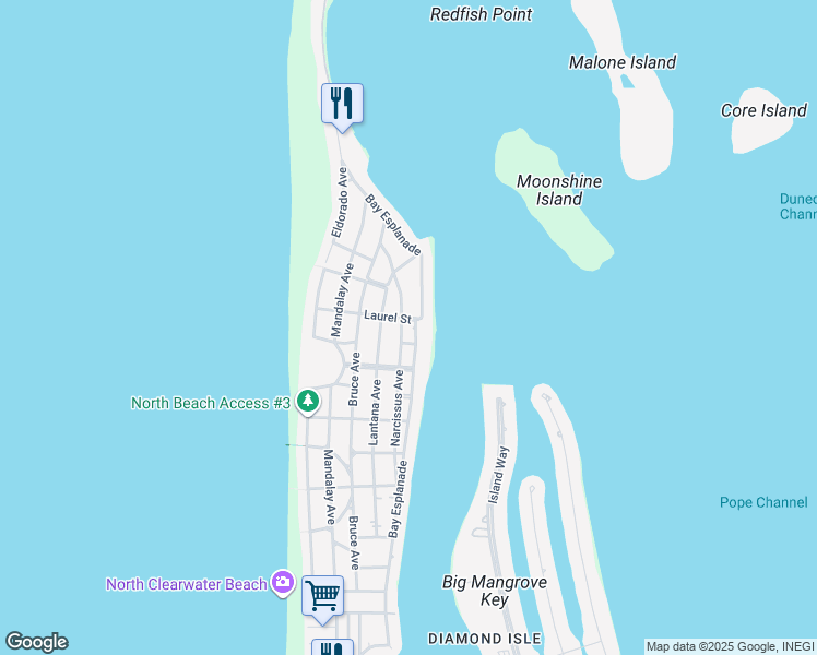 map of restaurants, bars, coffee shops, grocery stores, and more near 928 Bay Esplanade in Clearwater