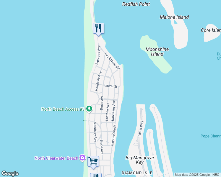 map of restaurants, bars, coffee shops, grocery stores, and more near 928 Bay Esplanade in Clearwater