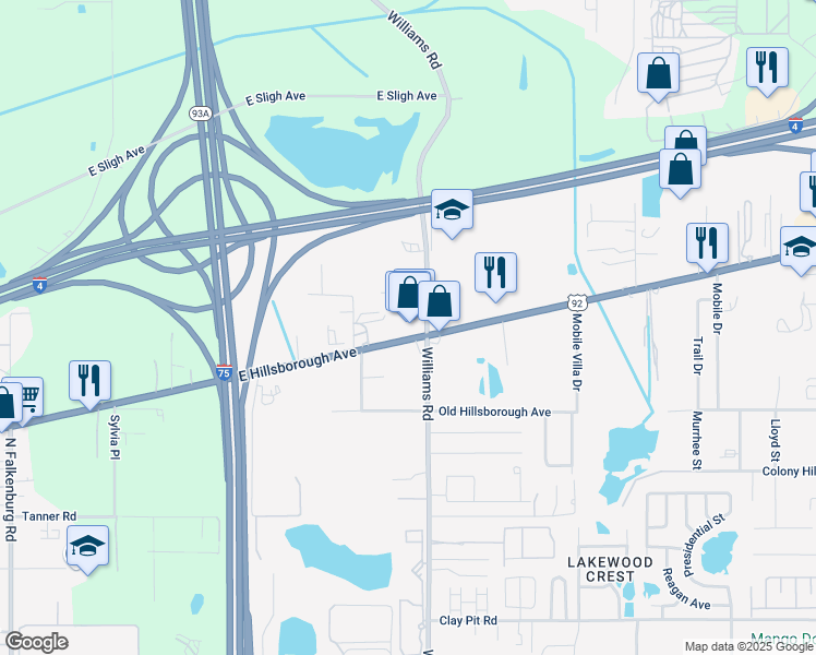 map of restaurants, bars, coffee shops, grocery stores, and more near 10818 U.S. 92 in Tampa