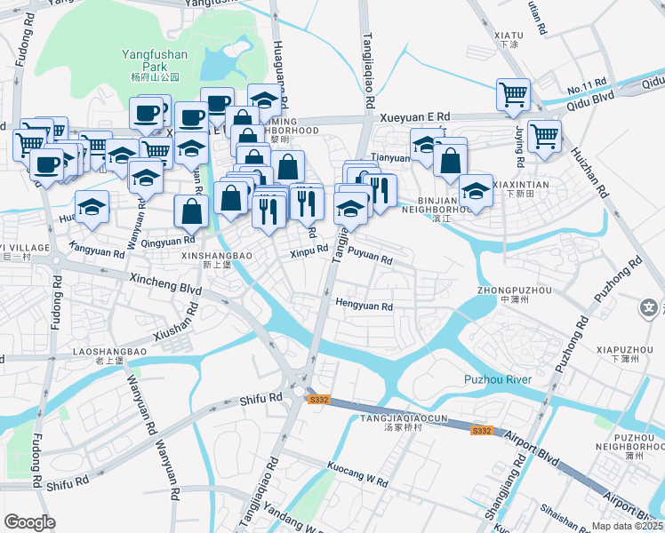 map of restaurants, bars, coffee shops, grocery stores, and more near Tang Jia Qiao Lu in Wen Zhou Shi