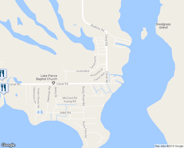 map of restaurants, bars, coffee shops, grocery stores, and more near 4205 Jacaranda Drive in Lake Wales
