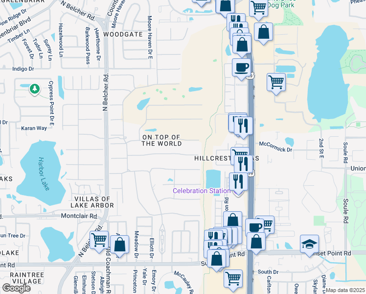 map of restaurants, bars, coffee shops, grocery stores, and more near in Clearwater