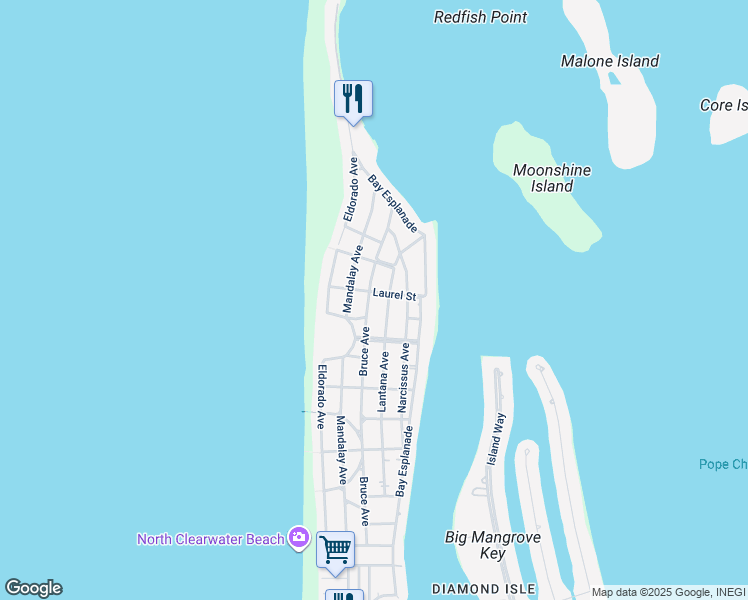 map of restaurants, bars, coffee shops, grocery stores, and more near 937 Bruce Avenue in Clearwater