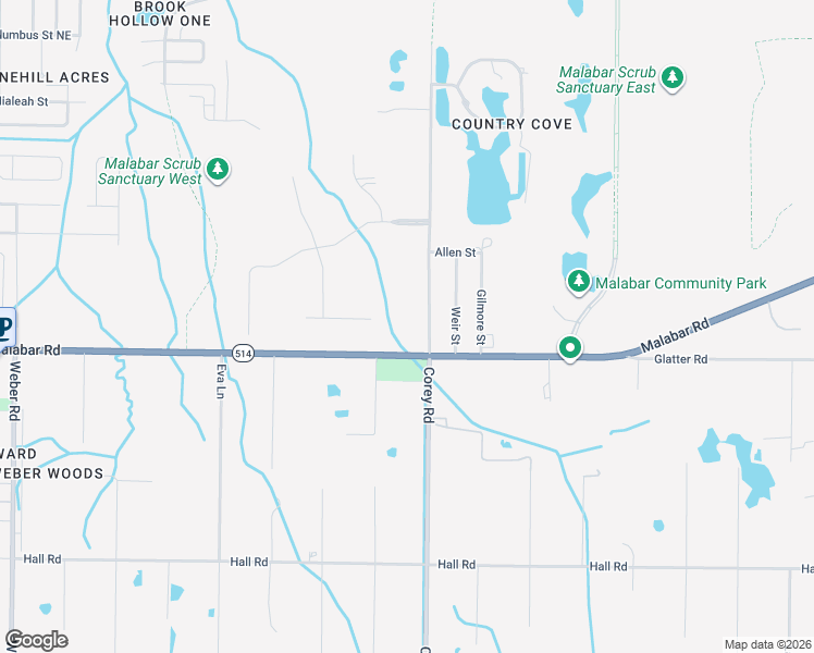 map of restaurants, bars, coffee shops, grocery stores, and more near 1620 Corey Road in Malabar