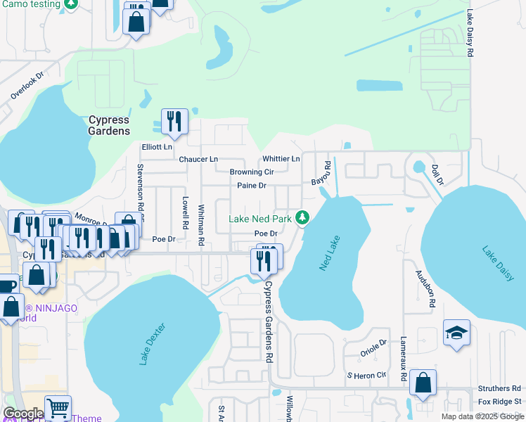map of restaurants, bars, coffee shops, grocery stores, and more near 104 Holmes Place Southeast in Winter Haven