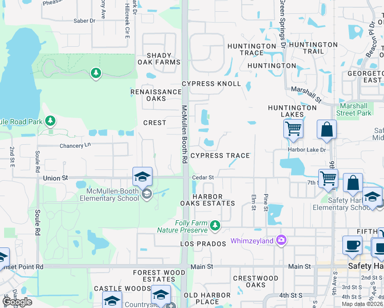 map of restaurants, bars, coffee shops, grocery stores, and more near 1833 Cypress Trace Drive in Safety Harbor
