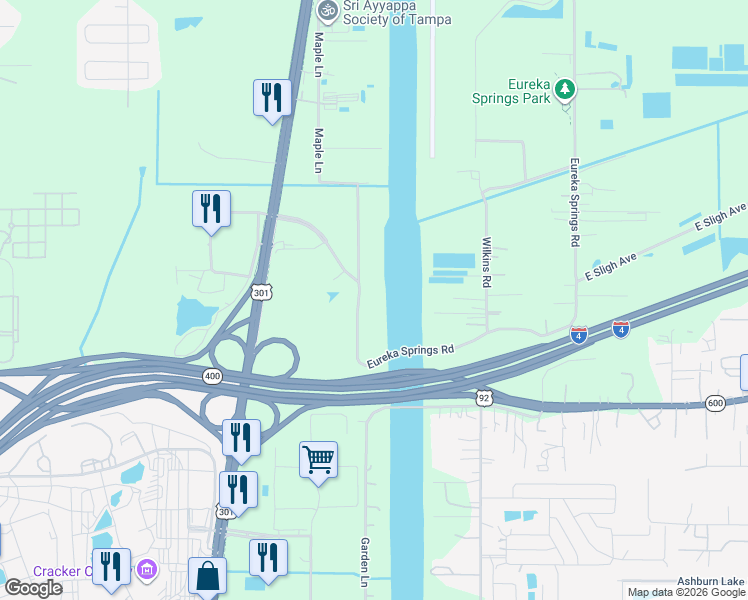 map of restaurants, bars, coffee shops, grocery stores, and more near 5509 Maple Lane in Tampa