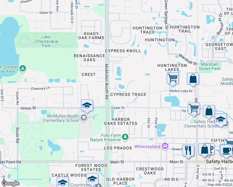 map of restaurants, bars, coffee shops, grocery stores, and more near 1735 Cypress Trace Drive in Safety Harbor