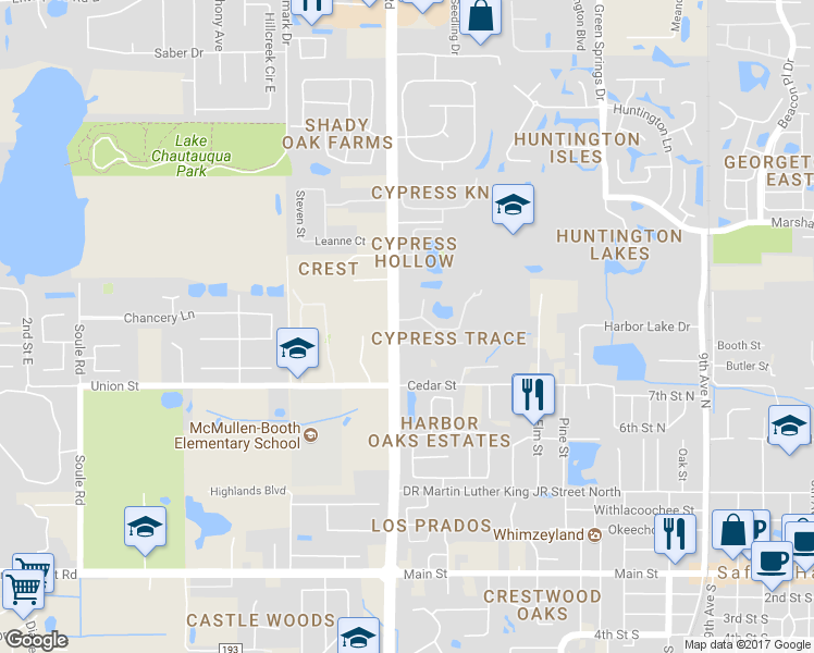 map of restaurants, bars, coffee shops, grocery stores, and more near 1858 Lake Cypress Drive in Safety Harbor