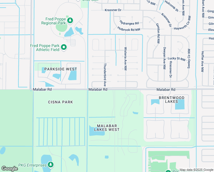 map of restaurants, bars, coffee shops, grocery stores, and more near 1899 Missouri Road Northwest in Palm Bay