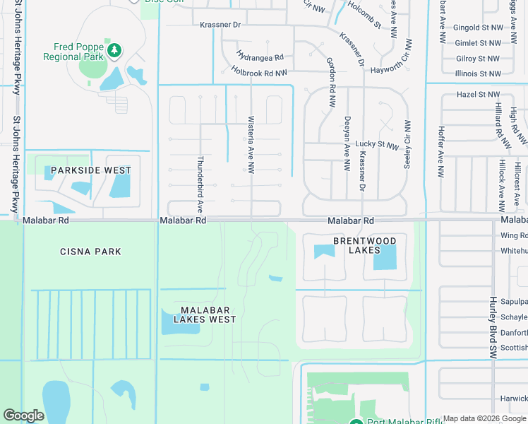 map of restaurants, bars, coffee shops, grocery stores, and more near 1741 Missouri Road Northwest in Palm Bay