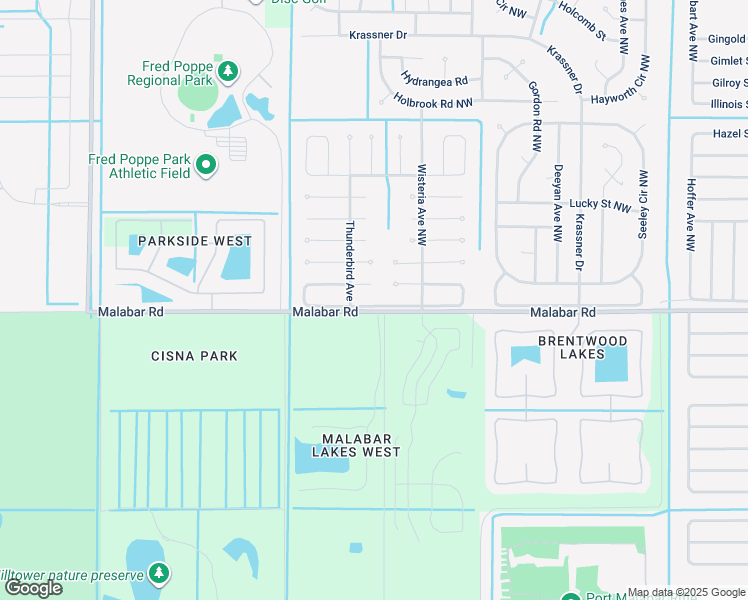 map of restaurants, bars, coffee shops, grocery stores, and more near 1871 Missouri Road Northwest in Palm Bay