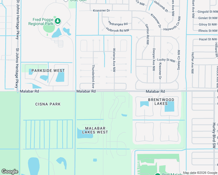 map of restaurants, bars, coffee shops, grocery stores, and more near 1811 Missouri Road Northwest in Palm Bay