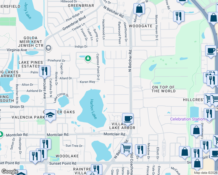 map of restaurants, bars, coffee shops, grocery stores, and more near 2223 Philippine Drive in Clearwater