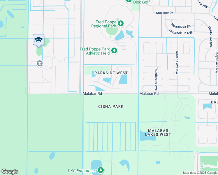 map of restaurants, bars, coffee shops, grocery stores, and more near 2347 Snapdragon Drive in Palm Bay