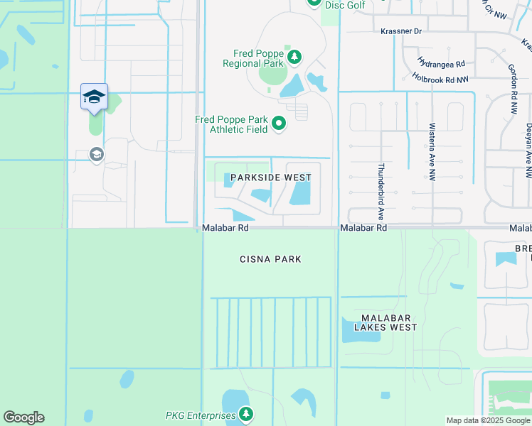 map of restaurants, bars, coffee shops, grocery stores, and more near 2301 Snapdragon Drive Northwest in Palm Bay