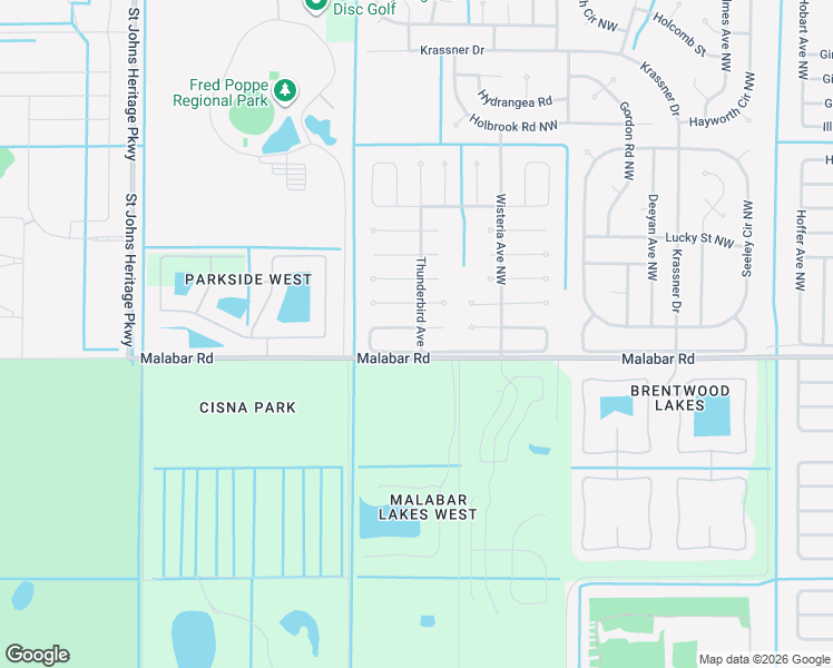 map of restaurants, bars, coffee shops, grocery stores, and more near 1842 Eugenia Court Northwest in Palm Bay