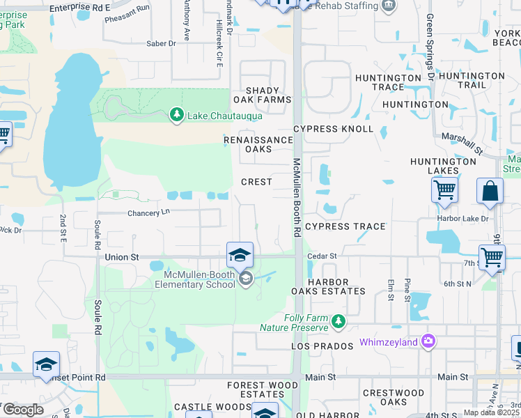 map of restaurants, bars, coffee shops, grocery stores, and more near 3024 Willow Oaks Way in Clearwater