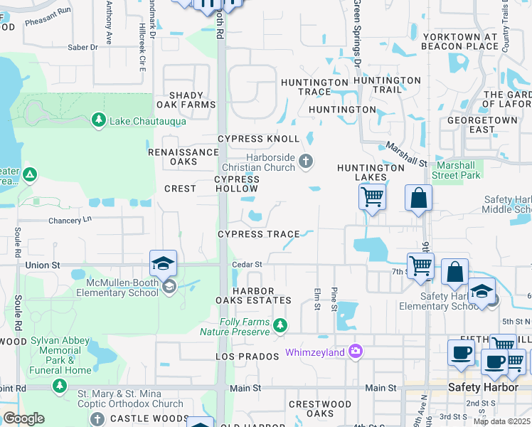 map of restaurants, bars, coffee shops, grocery stores, and more near 1821 Lake Cypress Drive in Safety Harbor