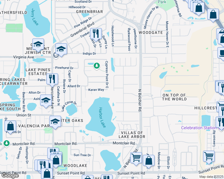map of restaurants, bars, coffee shops, grocery stores, and more near 2192 Swedish Drive in Clearwater