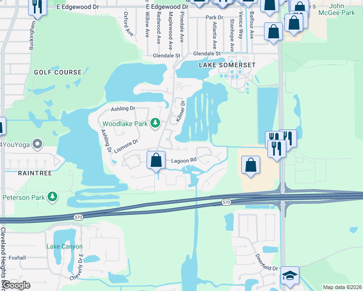 map of restaurants, bars, coffee shops, grocery stores, and more near 1556 Mariner Court in Lakeland