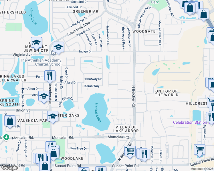 map of restaurants, bars, coffee shops, grocery stores, and more near 2192 Swedish Drive in Clearwater