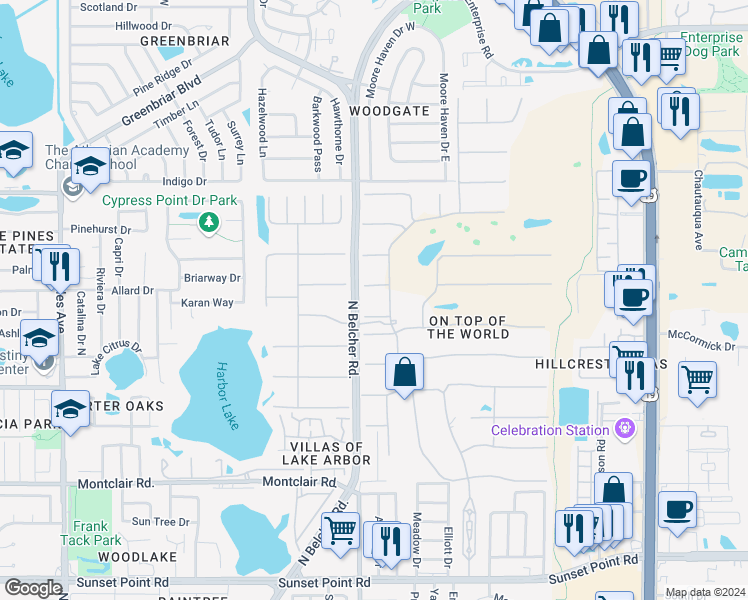 map of restaurants, bars, coffee shops, grocery stores, and more near 2341 Haitian Drive in Clearwater