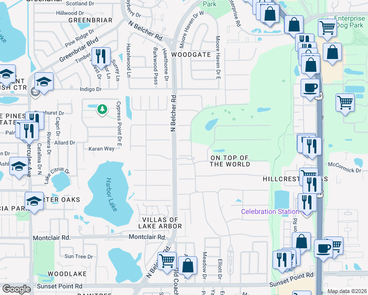 map of restaurants, bars, coffee shops, grocery stores, and more near 2341 Haitian Drive in Clearwater
