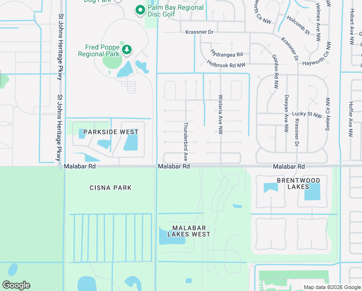 map of restaurants, bars, coffee shops, grocery stores, and more near 1842 Eugenia Court Northwest in Palm Bay