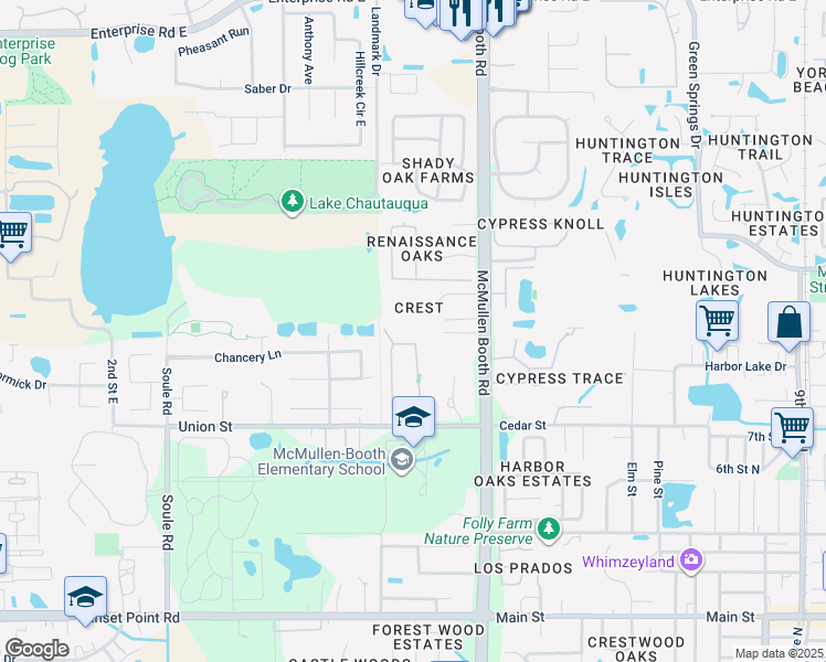 map of restaurants, bars, coffee shops, grocery stores, and more near 3024 Willow Oaks Way in Clearwater
