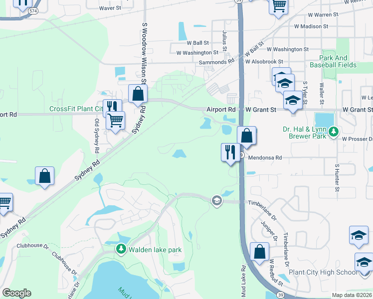 map of restaurants, bars, coffee shops, grocery stores, and more near 1407 Plantation Circle in Plant City