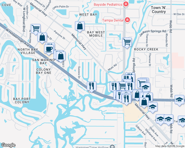 map of restaurants, bars, coffee shops, grocery stores, and more near in TWN N CNTRY