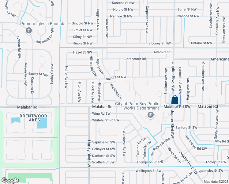 map of restaurants, bars, coffee shops, grocery stores, and more near in Palm Bay