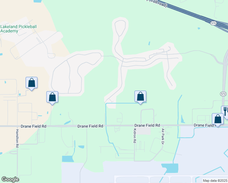 map of restaurants, bars, coffee shops, grocery stores, and more near 3388 Fiddle Leaf Way in Lakeland
