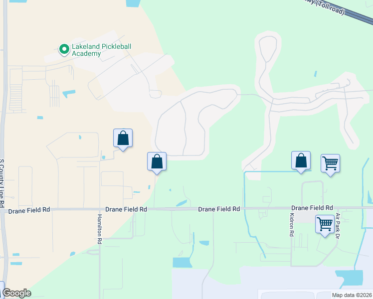 map of restaurants, bars, coffee shops, grocery stores, and more near 3428 Waterlute Way in Lakeland