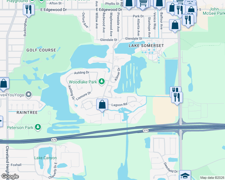 map of restaurants, bars, coffee shops, grocery stores, and more near 1556 Mariner Court in Lakeland