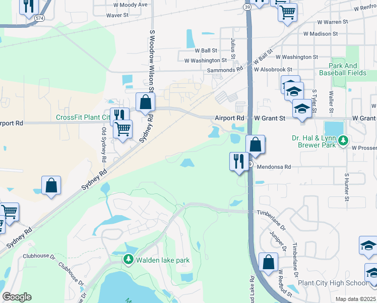 map of restaurants, bars, coffee shops, grocery stores, and more near 1406 Plantation Circle in Plant City