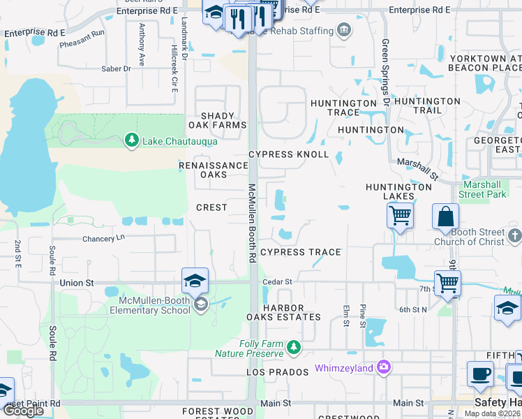 map of restaurants, bars, coffee shops, grocery stores, and more near 2242 Cypress Hollow Court in Safety Harbor