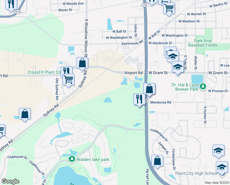 map of restaurants, bars, coffee shops, grocery stores, and more near 1407 Plantation Circle in Plant City