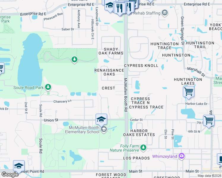 map of restaurants, bars, coffee shops, grocery stores, and more near 3035 Leanne Court in Clearwater
