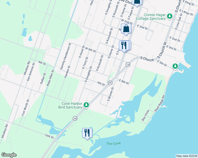 map of restaurants, bars, coffee shops, grocery stores, and more near 324 9th Street in Rockport